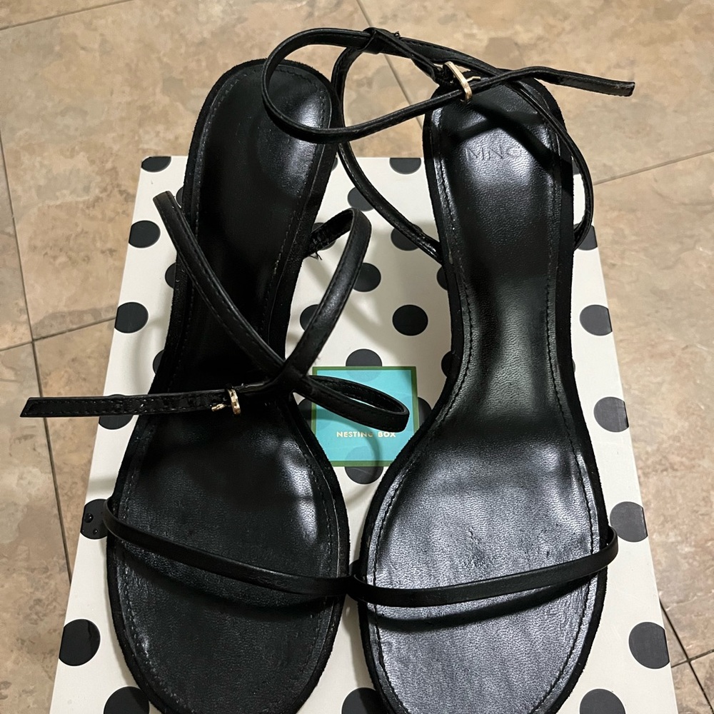 MANGO Black Strappy Sandals